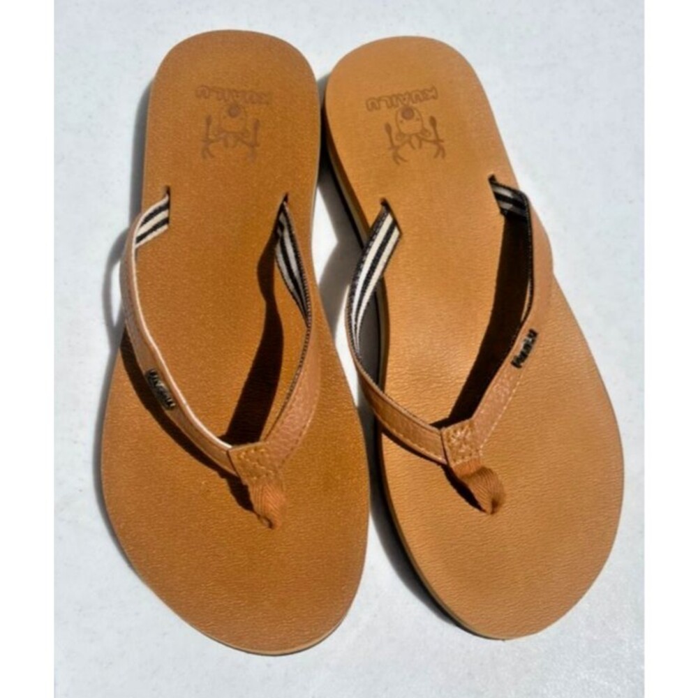 KuaiLu Women's Flip Flops Sandals Tan Brown Foam Thong Sz 8-8.5 Yoga Beach